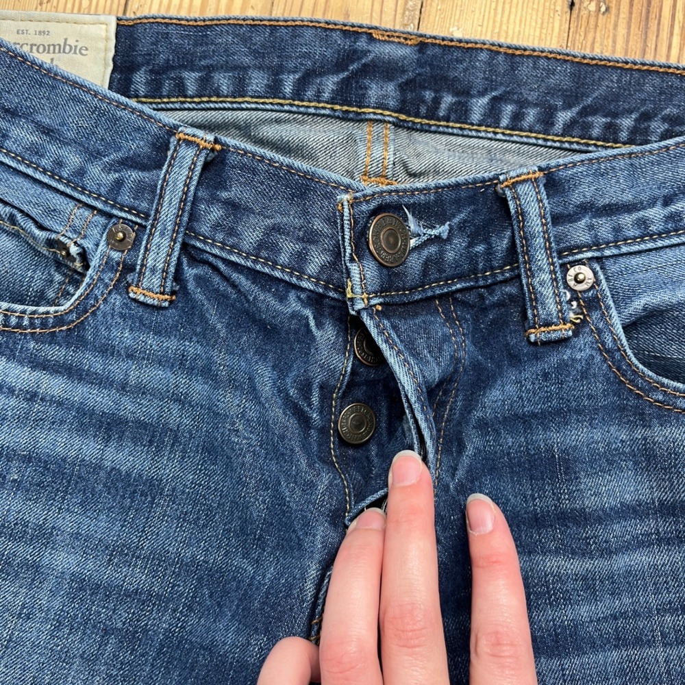 Abercrombie & Fitch Mens Straight Leg Jeans 32x30 Dark Wash Button Fly Denim y2k - Picture 4 of 11